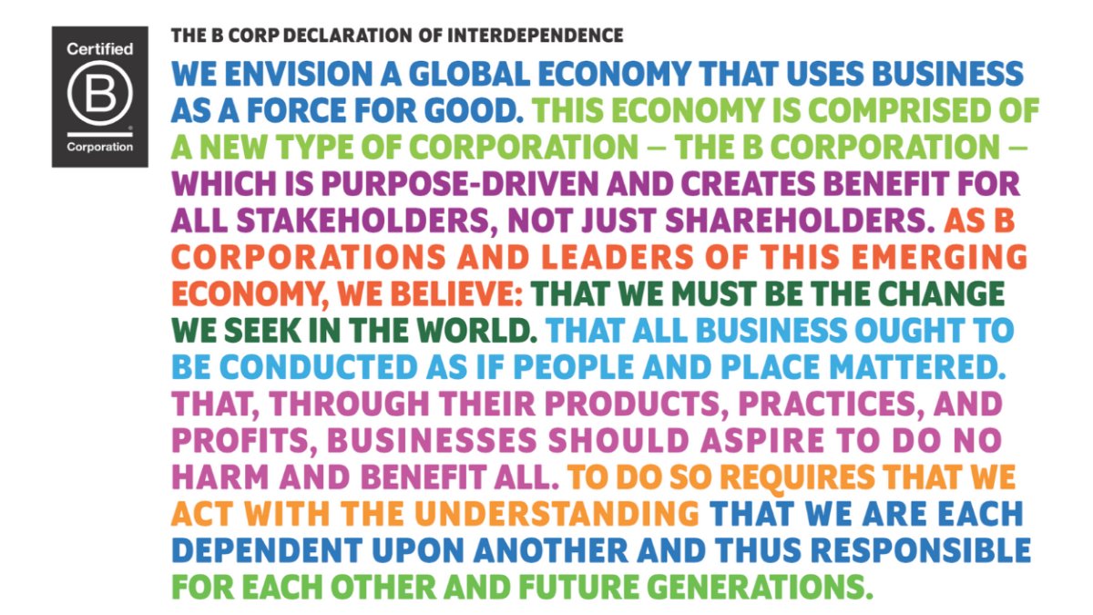 B Corp declaration of interdependence