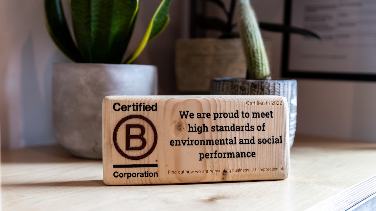 Official B Corp Certification plaque