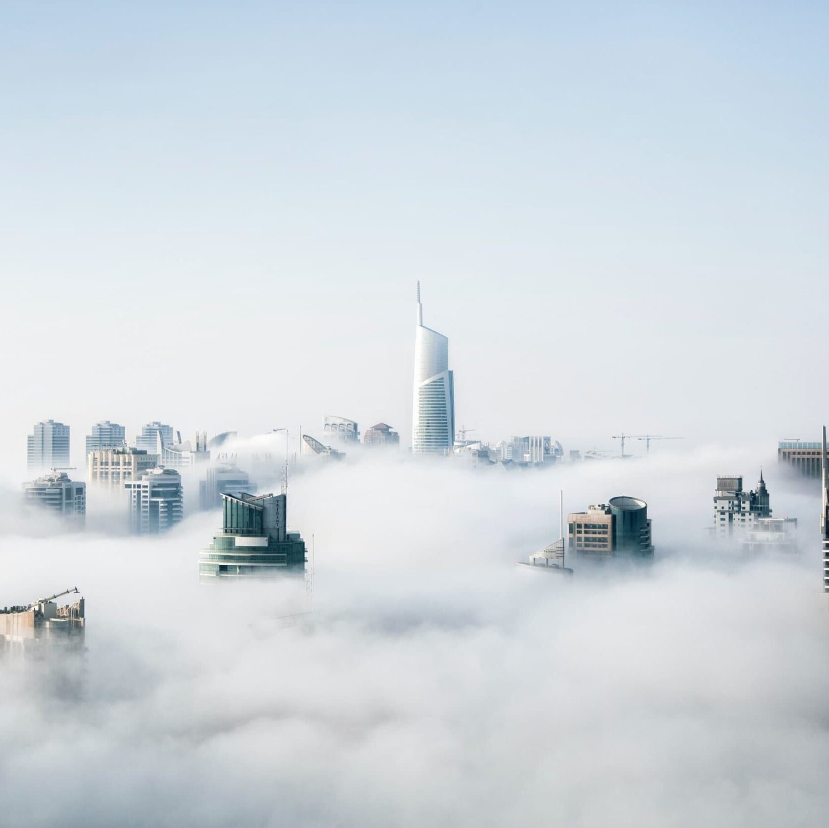 Cityscape above the clouds