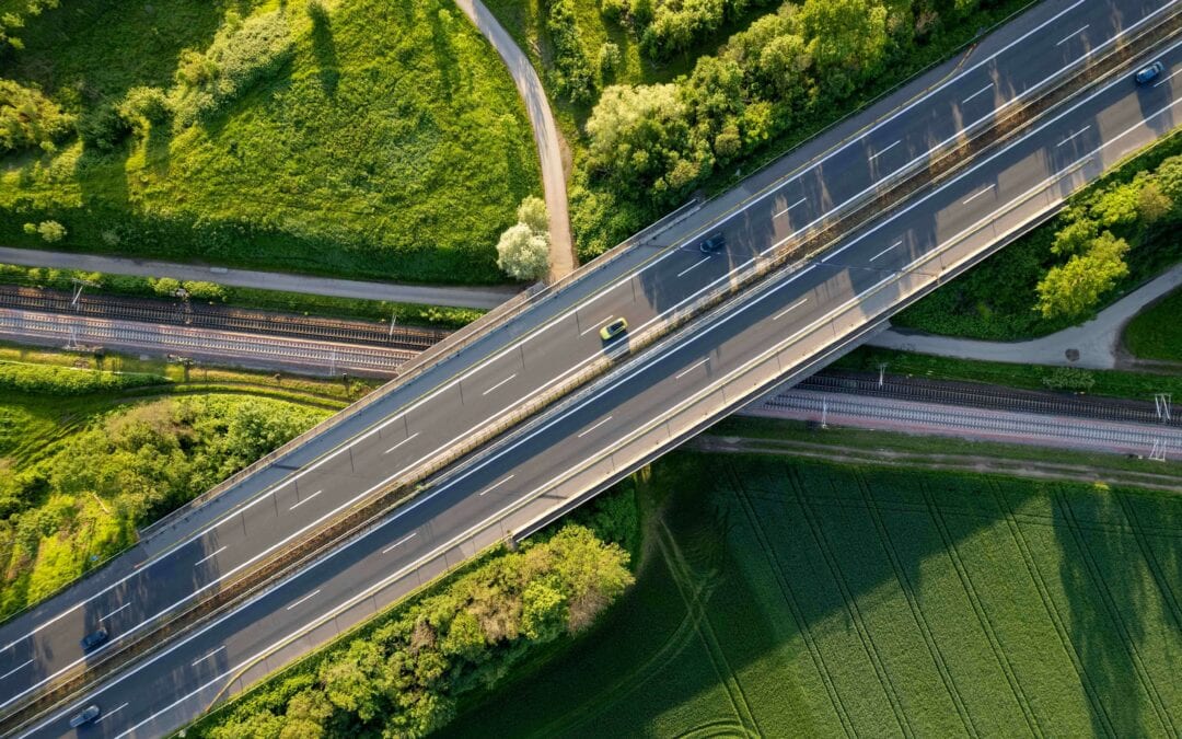 highways crossing in nature