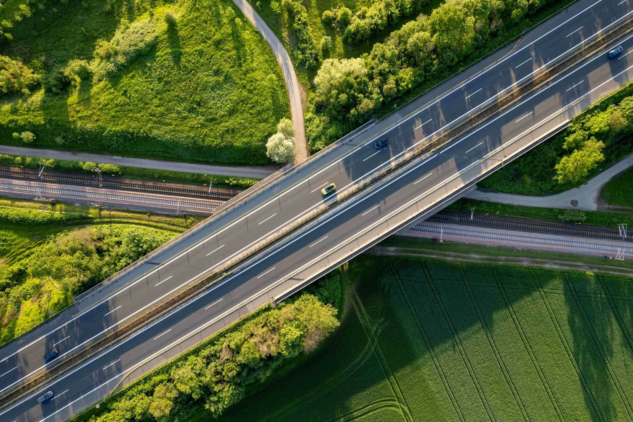 highways crossing in nature